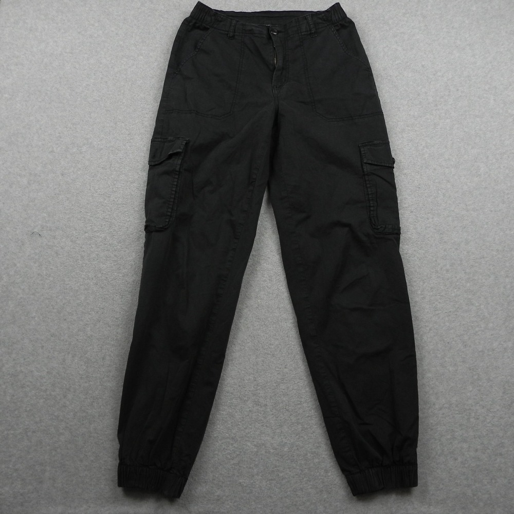 American Eagle Pants Womens 6 Long Super Stretch Jogger Cargo Flap Pocket Black